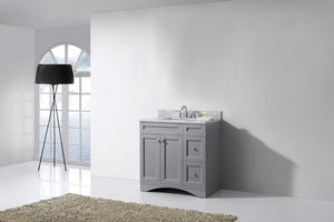 Virtu USA Elise 36" Single Bath Vanity with White Marble Top and Square Sink