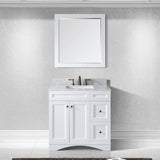 Virtu USA Elise 36" Single Bath Vanity with White Marble Top and Square Sink with Matching Mirror