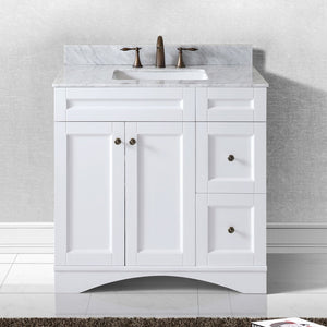 Virtu USA Elise 36" Single Bath Vanity with White Marble Top and Square Sink