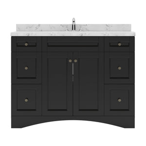 Virtu USA Elise 48" Single Bath Vanity with White Quartz Top and Round Sink with Matching Mirror