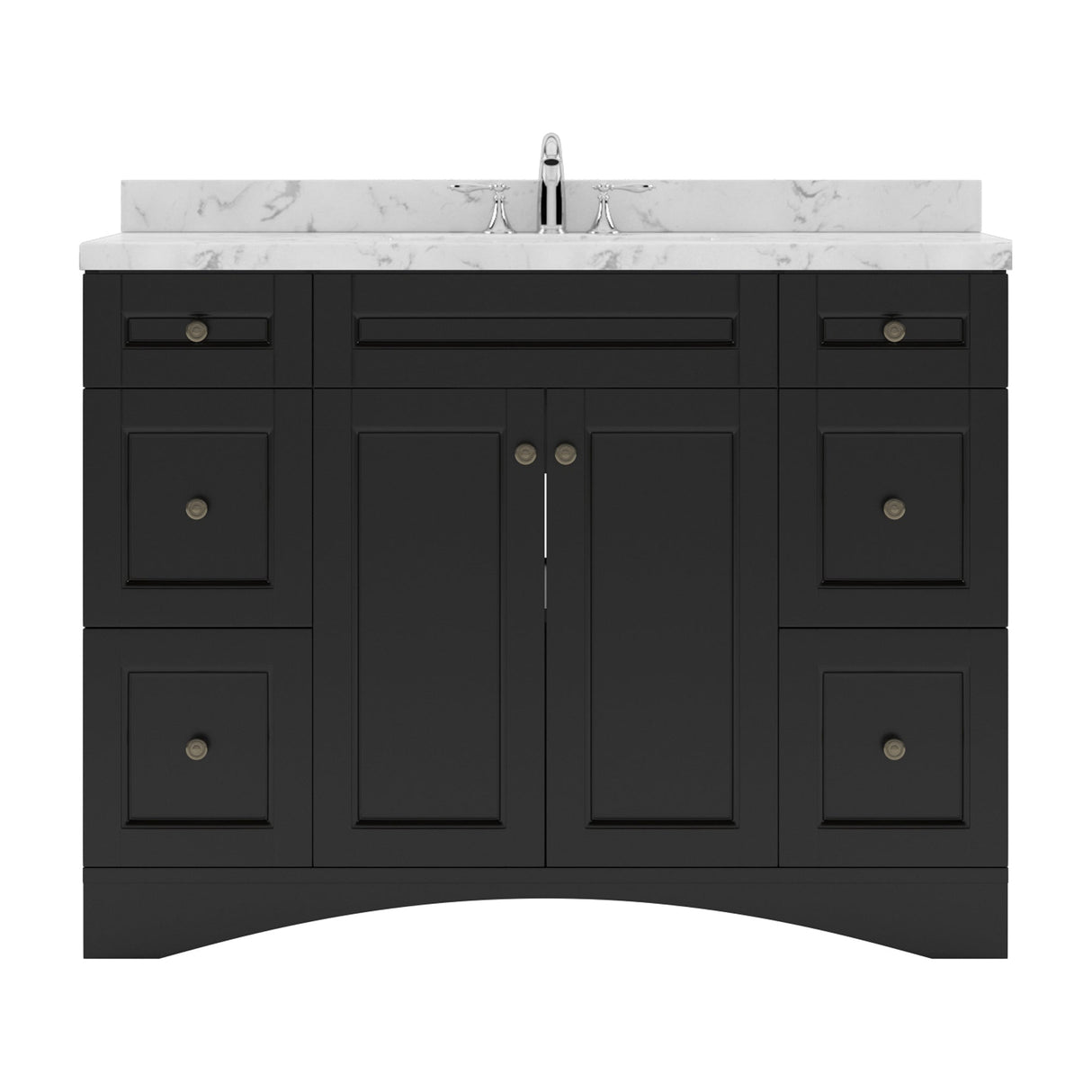 Virtu USA Elise 48" Single Bath Vanity in White with White Quartz Top and Round Sink - Luxe Bathroom Vanities