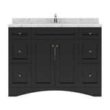 Virtu USA Elise 48" Single Bath Vanity in White with White Quartz Top and Round Sink - Luxe Bathroom Vanities