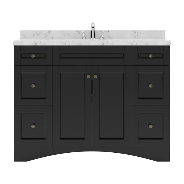 Virtu USA Elise 48" Single Bath Vanity in White with White Quartz Top and Round Sink - Luxe Bathroom Vanities