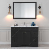 Virtu USA Elise 48" Single Bath Vanity with White Quartz Top and Round Sink with Brushed Nickel Faucet with Matching Mirror