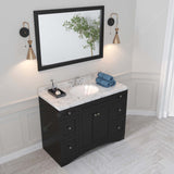 Virtu USA Elise 48" Single Bath Vanity with White Quartz Top and Round Sink with Polished Chrome Faucet with Matching Mirror