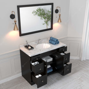 Virtu USA Elise 48" Single Bath Vanity with White Quartz Top and Round Sink with Matching Mirror