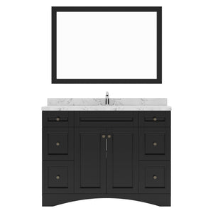 Virtu USA Elise 48" Single Bath Vanity in White with White Quartz Top and Round Sink with Matching Mirror - Luxe Bathroom Vanities