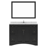 Virtu USA Elise 48" Single Bath Vanity in White with White Quartz Top and Round Sink with Polished Chrome Faucet with Matching Mirror - Luxe Bathroom Vanities