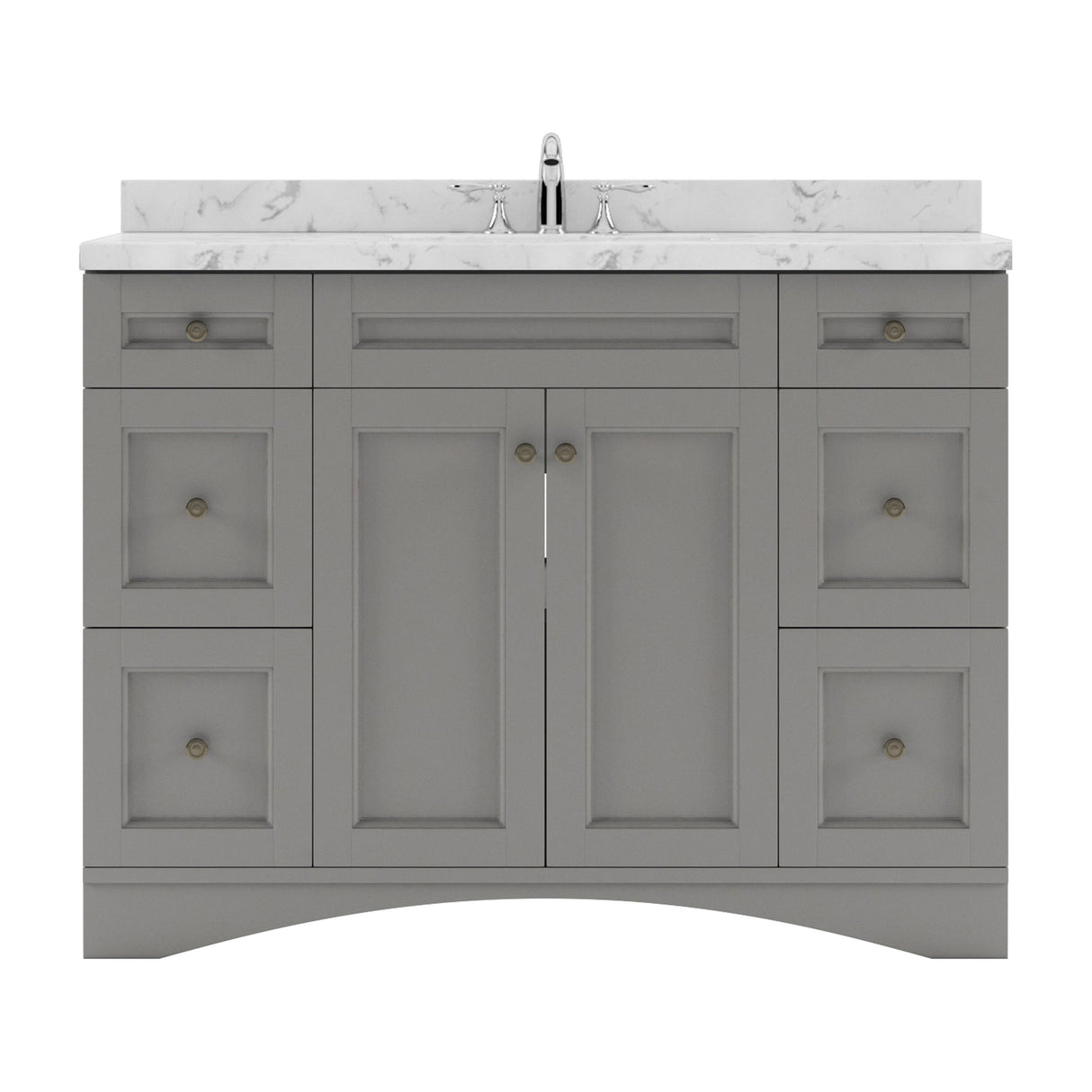 Virtu USA Elise 48" Single Bath Vanity in White with White Quartz Top and Round Sink - Luxe Bathroom Vanities