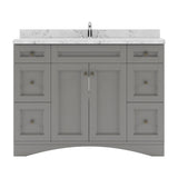 Virtu USA Elise 48" Single Bath Vanity in White with White Quartz Top and Round Sink - Luxe Bathroom Vanities