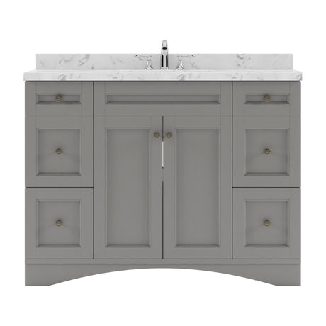 Virtu USA Elise 48" Single Bath Vanity in White with White Quartz Top and Round Sink - Luxe Bathroom Vanities