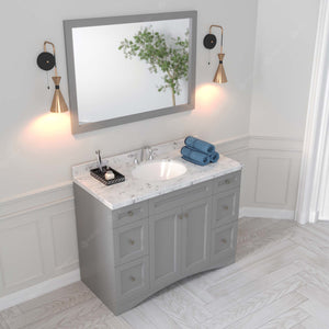 Virtu USA Elise 48" Single Bath Vanity with White Quartz Top and Round Sink with Matching Mirror