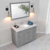 Virtu USA Elise 48" Single Bath Vanity with White Quartz Top and Round Sink with Polished Chrome Faucet with Matching Mirror