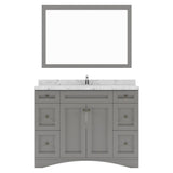 Virtu USA Elise 48" Single Bath Vanity in White with White Quartz Top and Round Sink with Polished Chrome Faucet with Matching Mirror - Luxe Bathroom Vanities