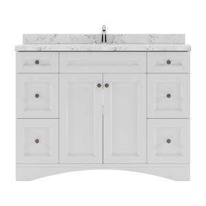 Virtu USA Elise 48" Single Bath Vanity with White Quartz Top and Round Sink with Matching Mirror
