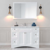 Virtu USA Elise 48" Single Bath Vanity with White Quartz Top and Round Sink with Polished Chrome Faucet with Matching Mirror