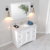 Virtu USA Elise 48" Single Bath Vanity with White Quartz Top and Round Sink with Polished Chrome Faucet with Matching Mirror