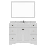 Virtu USA Elise 48" Single Bath Vanity in White with White Quartz Top and Round Sink with Brushed Nickel Faucet with Matching Mirror - Luxe Bathroom Vanities