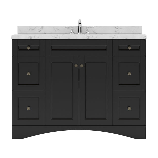 Virtu USA Elise 48" Single Bath Vanity in White with White Quartz Top and Square Sink - Luxe Bathroom Vanities