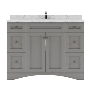 Virtu USA Elise 48" Single Bath Vanity in White with White Quartz Top and Square Sink - Luxe Bathroom Vanities