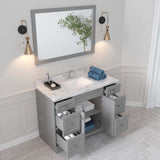 Virtu USA Elise 48" Single Bath Vanity with White Quartz Top and Square Sink with Matching Mirror