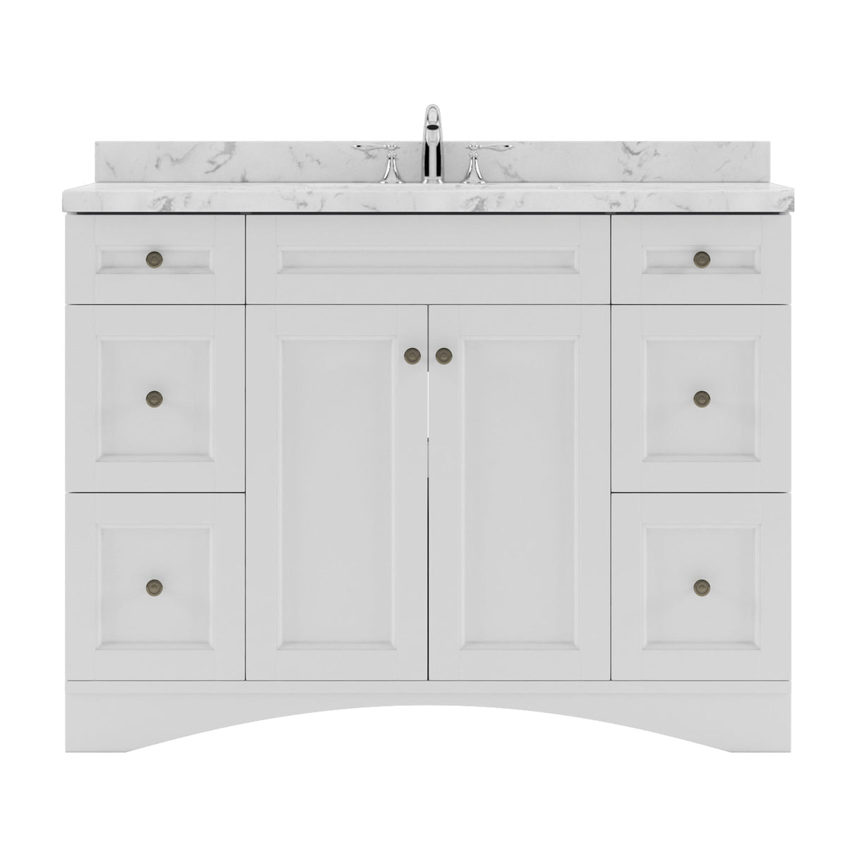 Virtu USA Elise 48" Single Bath Vanity in White with White Quartz Top and Square Sink - Luxe Bathroom Vanities