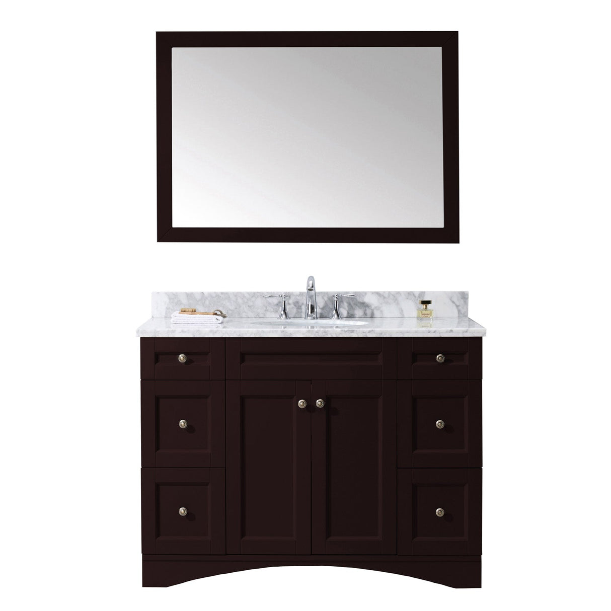 Virtu USA Elise 48" Single Bath Vanity with Marble Top and Round Sink with Mirror - Luxe Bathroom Vanities Luxury Bathroom Fixtures Bathroom Furniture