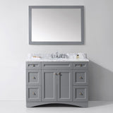 Virtu USA Elise 48" Single Bath Vanity with White Marble Top and Round Sink with Matching Mirror