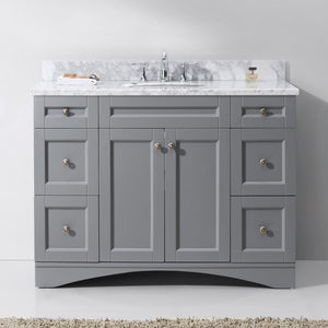 Virtu USA Elise 48" Single Bath Vanity in Gray with White Marble Top and Round Sink