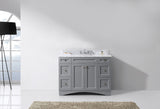 Virtu USA Elise 48" Single Bath Vanity in Gray with White Marble Top and Round Sink
