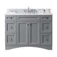 Virtu USA Elise 48" Single Bath Vanity in Grey with Marble Top and Round Sink - Luxe Bathroom Vanities Luxury Bathroom Fixtures Bathroom Furniture