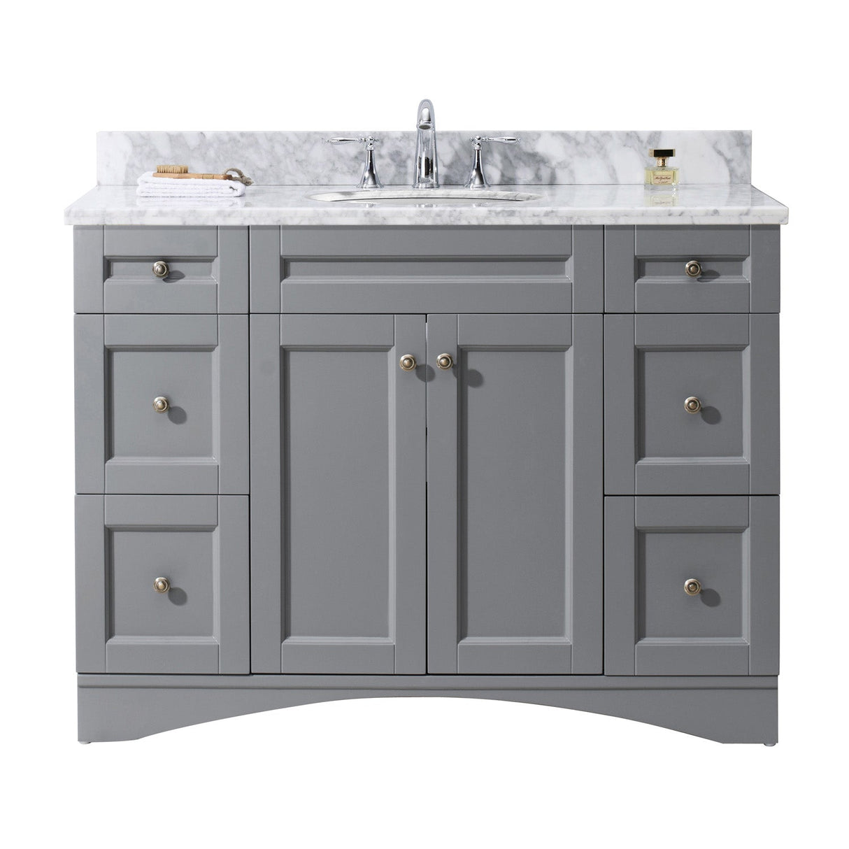 Virtu USA Elise 48" Single Bath Vanity in Grey with Marble Top and Round Sink - Luxe Bathroom Vanities Luxury Bathroom Fixtures Bathroom Furniture
