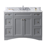 Virtu USA Elise 48" Single Bath Vanity in Grey with Marble Top and Round Sink - Luxe Bathroom Vanities Luxury Bathroom Fixtures Bathroom Furniture
