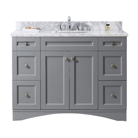 Virtu USA Elise 48" Single Bath Vanity in Grey with Marble Top and Round Sink - Luxe Bathroom Vanities Luxury Bathroom Fixtures Bathroom Furniture