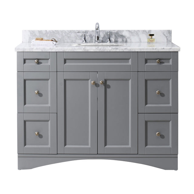 Virtu USA Elise 48" Single Bath Vanity in Grey with Marble Top and Round Sink - Luxe Bathroom Vanities Luxury Bathroom Fixtures Bathroom Furniture