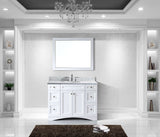 Virtu USA Elise 48" Single Bath Vanity with White Marble Top and Round Sink with Matching Mirror