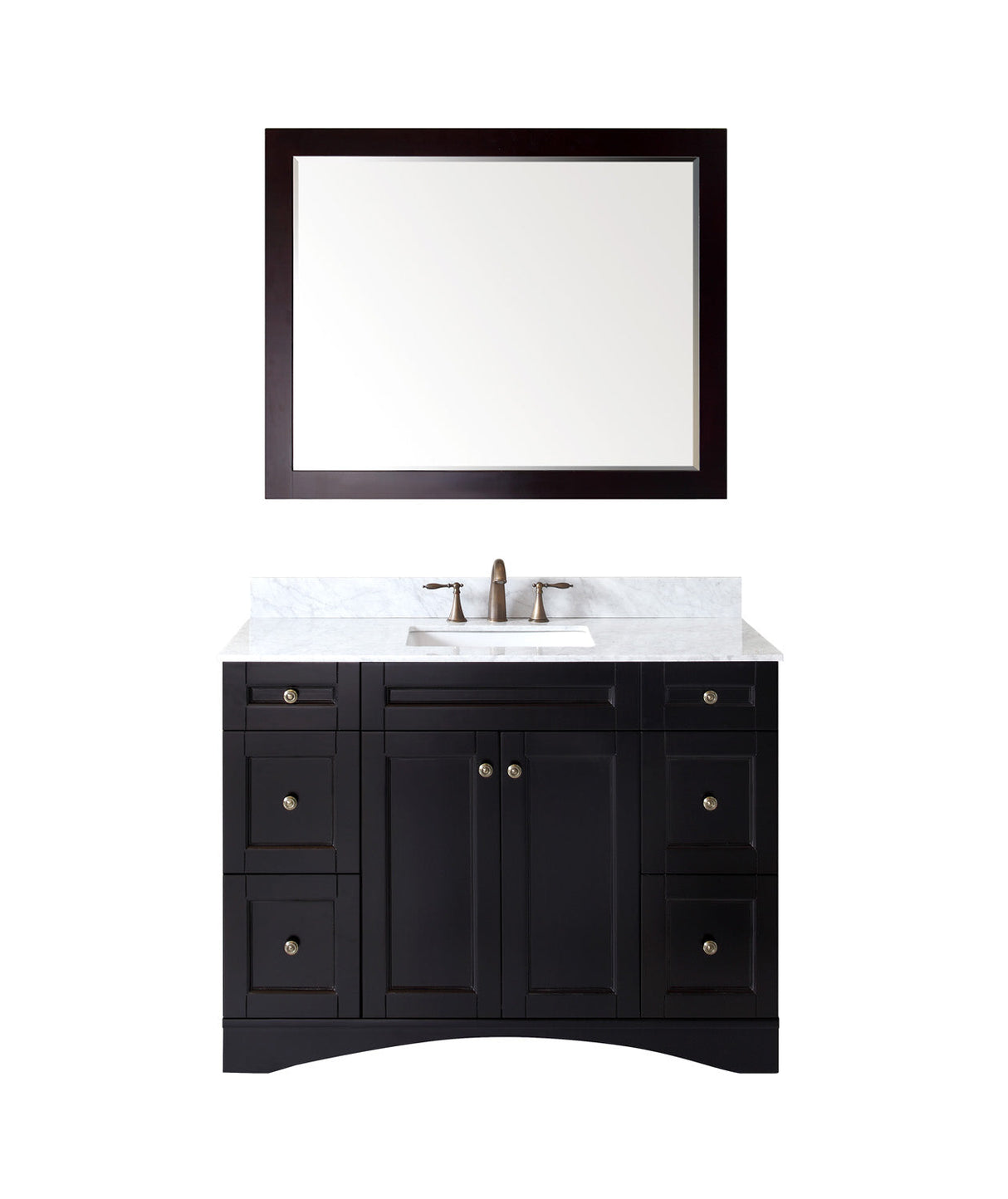 Virtu USA Elise 48" Single Bath Vanity in Espresso with Marble Top and Square Sink with Polished Chrome Faucet and Mirror - Luxe Bathroom Vanities Luxury Bathroom Fixtures Bathroom Furniture