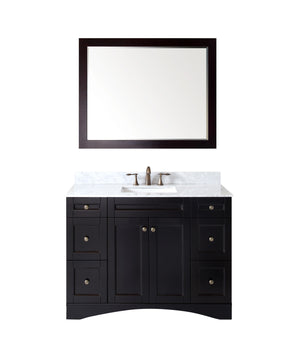 Virtu USA Elise 48" Single Bath Vanity in Espresso with Marble Top and Square Sink with Polished Chrome Faucet and Mirror - Luxe Bathroom Vanities Luxury Bathroom Fixtures Bathroom Furniture