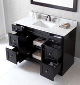 Virtu USA Elise 48" Single Bath Vanity with White Marble Top and Square Sink with Matching Mirror