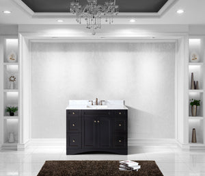 Virtu USA Elise 48" Single Bath Vanity with White Marble Top and Square Sink with Polished Chrome Faucet with Matching Mirror