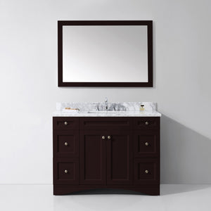 Virtu USA Elise 48" Single Bath Vanity with White Marble Top and Square Sink with Brushed Nickel Faucet with Matching Mirror