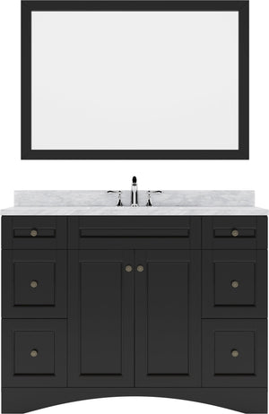 Virtu USA Elise 48" Single Bath Vanity with Marble Top and Square Sink with Brushed Nickel Faucet and Mirror - Luxe Bathroom Vanities