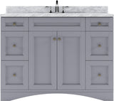 Virtu USA Elise 48" Single Bath Vanity with White Marble Top and Square Sink with Matching Mirror