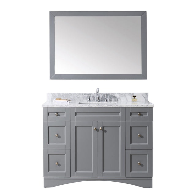 Virtu USA Elise 48" Single Bath Vanity with Marble Top and Square Sink with Mirror - Luxe Bathroom Vanities
