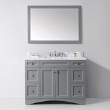 Virtu USA Elise 48" Single Bath Vanity with White Marble Top and Square Sink with Matching Mirror