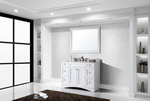 Virtu USA Elise 48" Single Bath Vanity with White Marble Top and Square Sink with Polished Chrome Faucet with Matching Mirror
