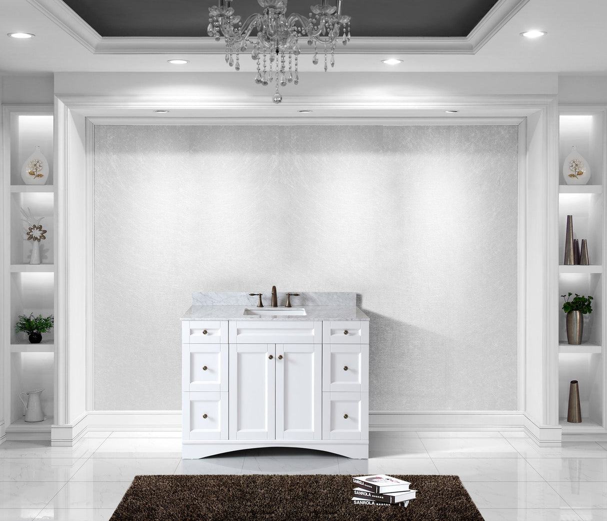 Virtu USA Elise 48" Single Bath Vanity with White Marble Top and Square Sink