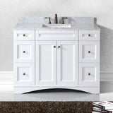 Virtu USA Elise 48" Single Bath Vanity with White Marble Top and Square Sink with Brushed Nickel Faucet with Matching Mirror