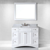 Virtu USA Elise 48" Single Bath Vanity with White Marble Top and Square Sink with Brushed Nickel Faucet with Matching Mirror