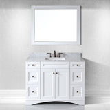 Virtu USA Elise 48" Single Bath Vanity with White Marble Top and Square Sink with Matching Mirror